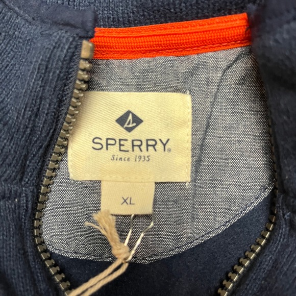 SPERRY RX FLEECE PULLOVER STS21920 GREY XL 1/4 ZIP POCKET MEN'S SWEATER - Picture 5 of 10